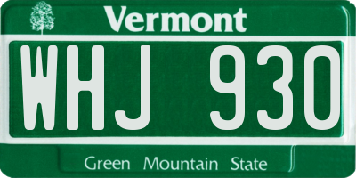 VT license plate WHJ930
