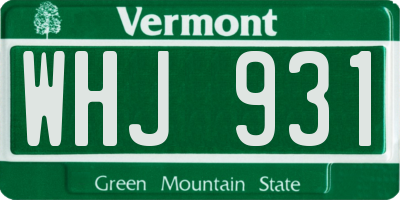VT license plate WHJ931