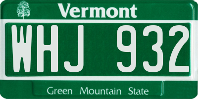 VT license plate WHJ932