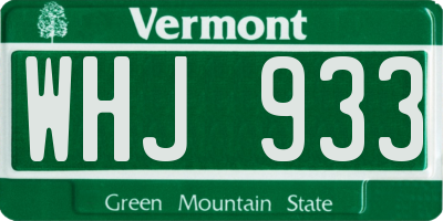 VT license plate WHJ933