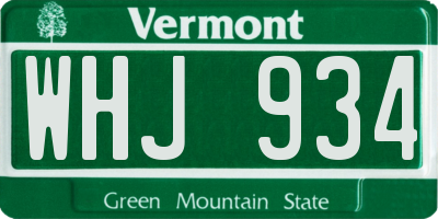 VT license plate WHJ934