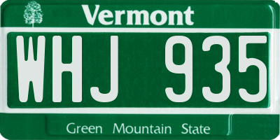 VT license plate WHJ935