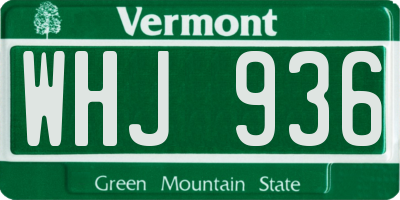 VT license plate WHJ936