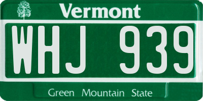 VT license plate WHJ939
