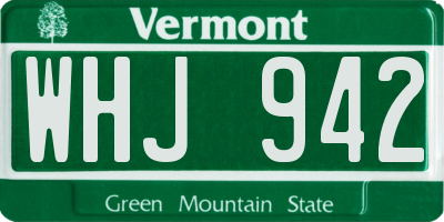 VT license plate WHJ942