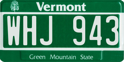 VT license plate WHJ943
