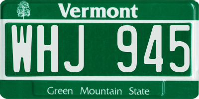 VT license plate WHJ945