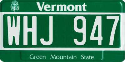 VT license plate WHJ947