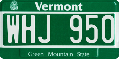 VT license plate WHJ950