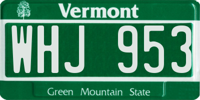 VT license plate WHJ953