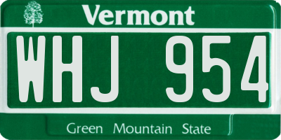 VT license plate WHJ954
