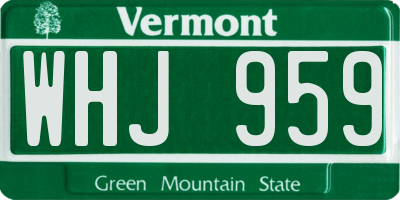 VT license plate WHJ959