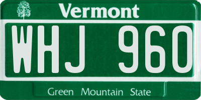 VT license plate WHJ960