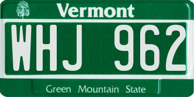 VT license plate WHJ962