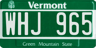 VT license plate WHJ965