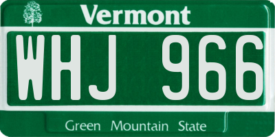 VT license plate WHJ966