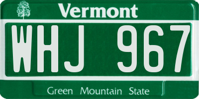 VT license plate WHJ967