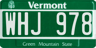 VT license plate WHJ978