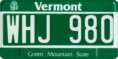 VT license plate WHJ980