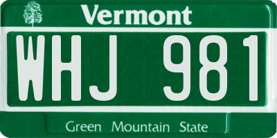VT license plate WHJ981