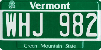 VT license plate WHJ982