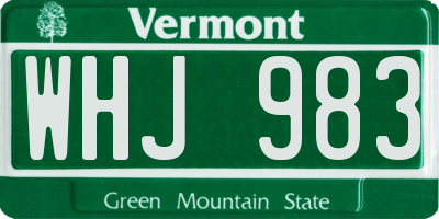 VT license plate WHJ983
