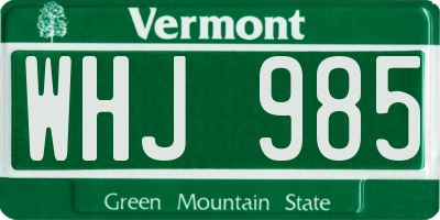 VT license plate WHJ985