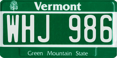 VT license plate WHJ986
