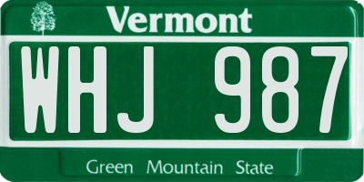 VT license plate WHJ987