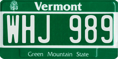 VT license plate WHJ989