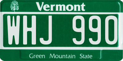 VT license plate WHJ990