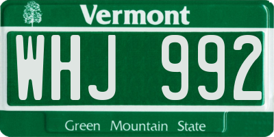 VT license plate WHJ992