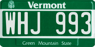 VT license plate WHJ993