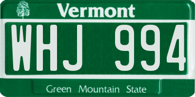 VT license plate WHJ994