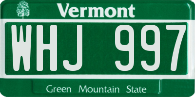 VT license plate WHJ997