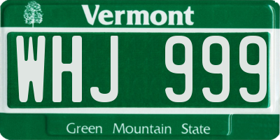 VT license plate WHJ999