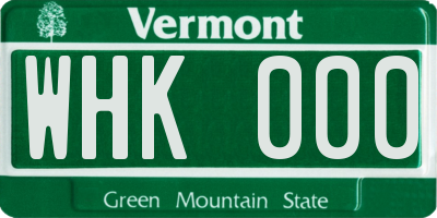 VT license plate WHK000