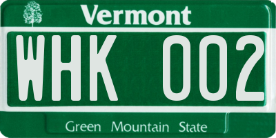 VT license plate WHK002