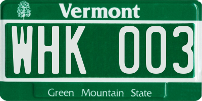 VT license plate WHK003