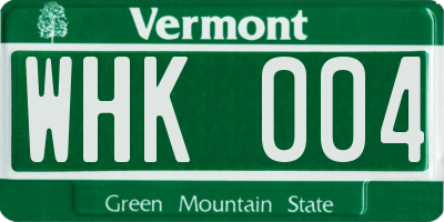 VT license plate WHK004