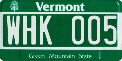 VT license plate WHK005