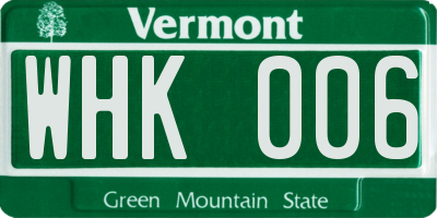 VT license plate WHK006