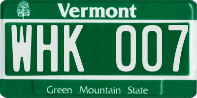 VT license plate WHK007