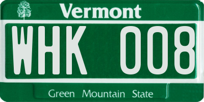 VT license plate WHK008
