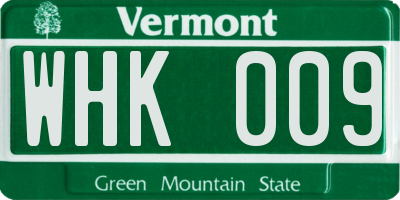 VT license plate WHK009