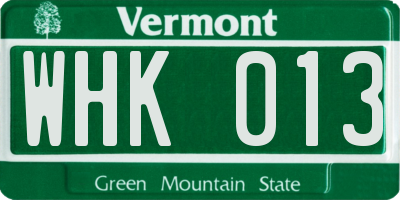 VT license plate WHK013