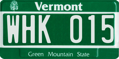 VT license plate WHK015