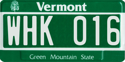 VT license plate WHK016