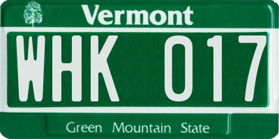 VT license plate WHK017