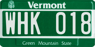 VT license plate WHK018